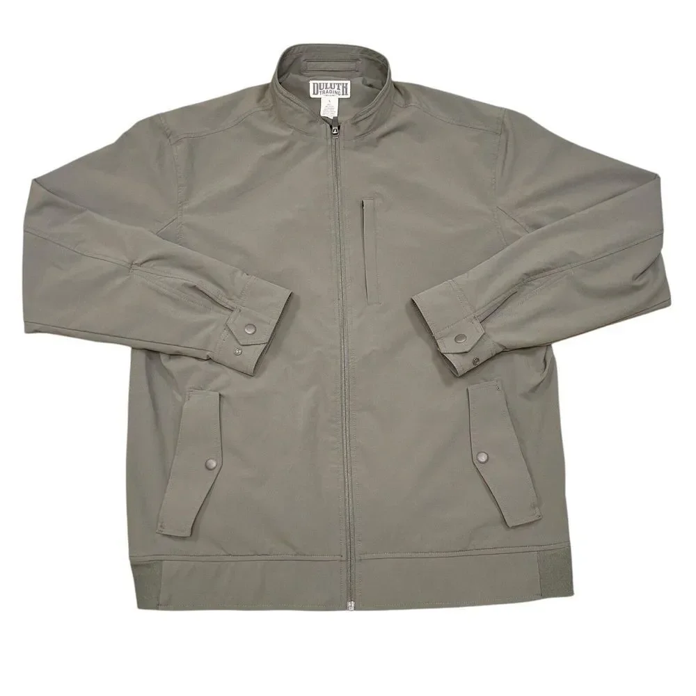 Duluth Trading‎ Jacket Green Long Sleeve Full Zip Bomber Gray Size L Lightweight